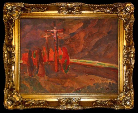 framed  Jindrich Prucha Crucifixion, ta009-2